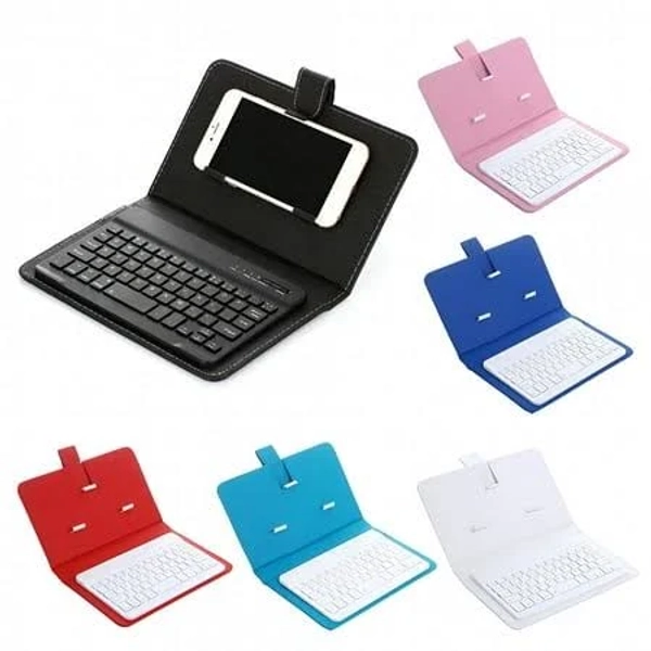 Gjx Portable Wireless Keyboard with Faux Leather Case for iPhone Phone, Size: One size, Black