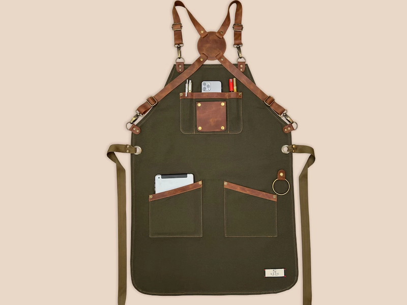 Personalized Apron High Quality Materials & Workmanship, Leather Strap With Solid Brass Hardware Cotton Canvas With Pockets and Towel Ring - Etsy