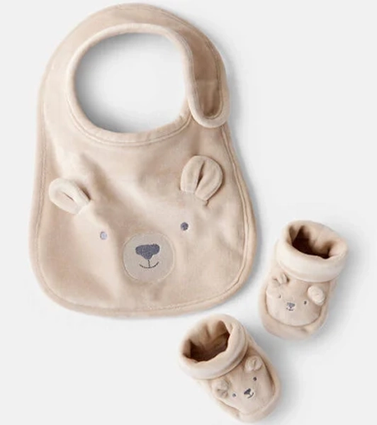 Carter's Baby Boys Bear Bib & Booties Gift Set