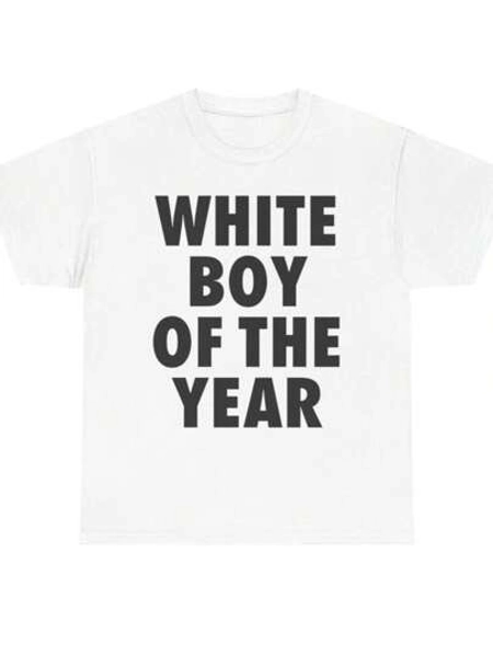 WHITE BOY OF THE YEAR SHIRT - Man Menswear Oversized Tshirt Streetwear