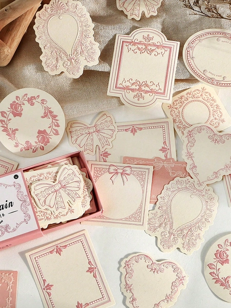 30pcs/Box Simple Creative Embossed Memo Pads, DIY Decoration Craft Material, Holiday Gift, Personalized Scrapbooking Stationery, Back To School Essential