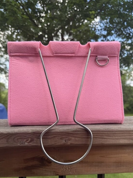 NEW Pink Quirky Binder Clip Shaped Felt Tote Bag Crossbody/Handbag/Purse