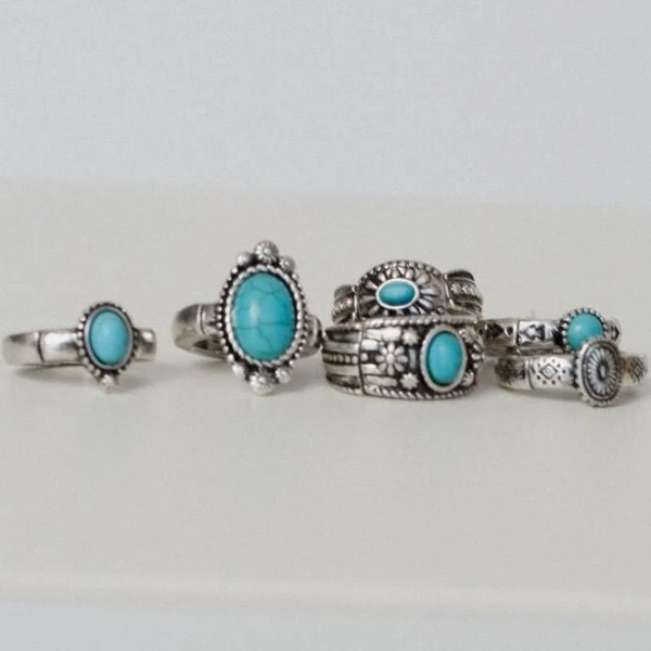 New Dawn Stretch Band Ring Set with Three Bird Nest