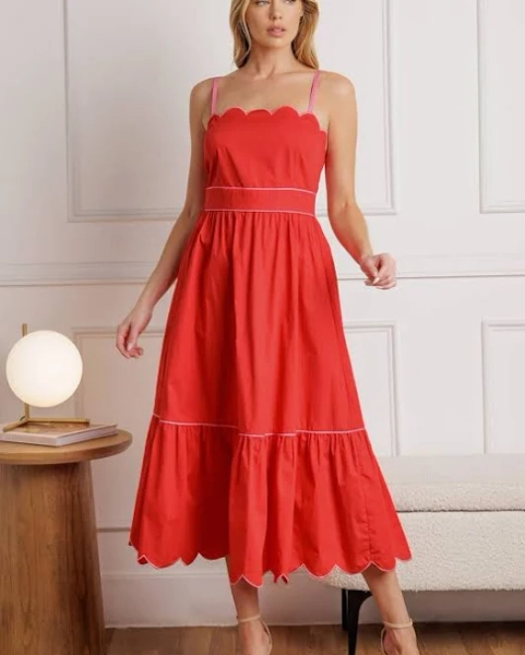 Sweet Dreams Scalloped Edge Midi Dress