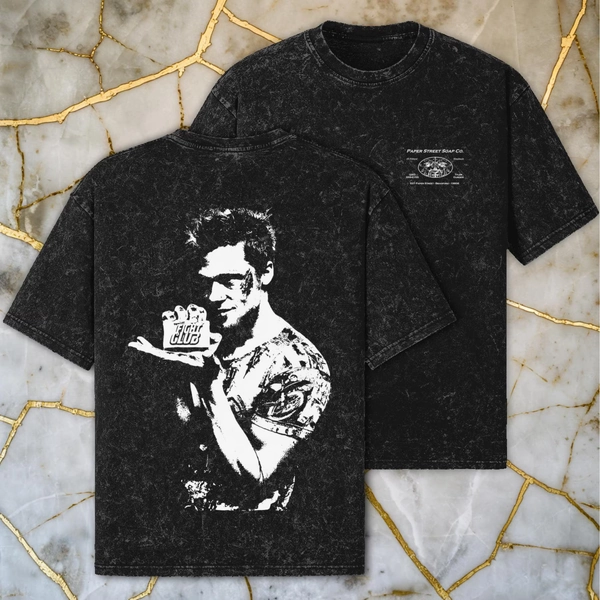 Paper Street Soap Co. Oversized Tee | Fight Club • Tyler Durden • Project Mayhem • Cult Classics • Vintage Snow Wash • Heavyweight T-Shirt