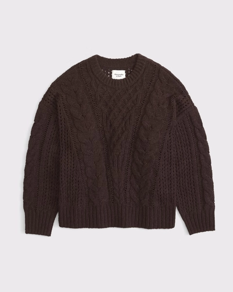 Textural Stitch Cable Crew Sweater