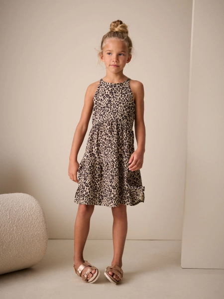 Animal Strappy Crinkle Summer Dress (3-16yrs)