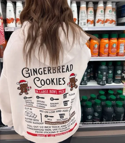 Gingerbread Recipe Christmas Embroider Hoodie