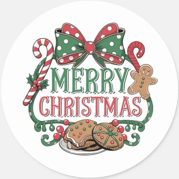 Festive Merry Christmas Holiday Classic Round Classic Round Sticker