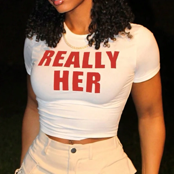 Women's Letter Graphic Crop Tee