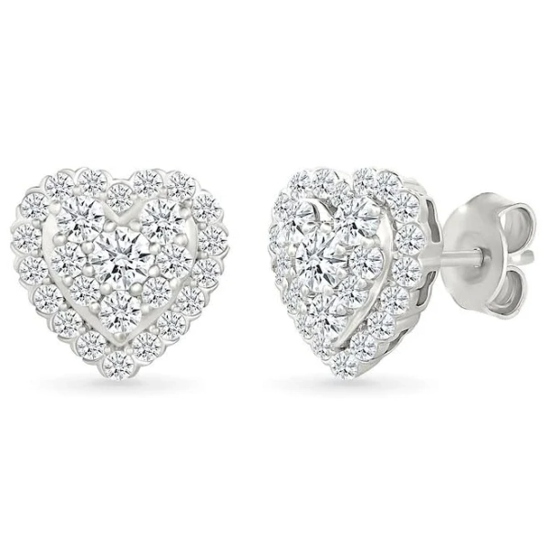 1 ct. Heart-Shaped Lab-Grown Diamond Stud Earrings in Sterling Silver