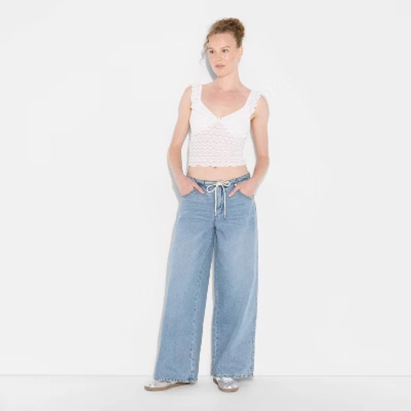 Women's Low-Rise Wide Leg Loose Jeans - Wild Fable™ Light Blue Denim M