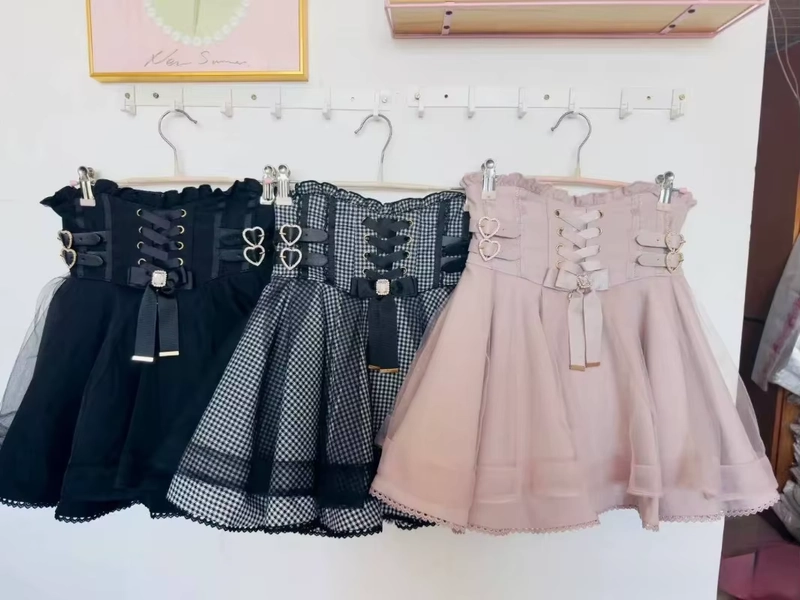 Lolita Sweet Solid Skirt Hot Girls High Waist Slim Y2k Mini Skirt Japanese Sweet Kawaii Fashion Skirt Korean Chic Woman - AliExpress 