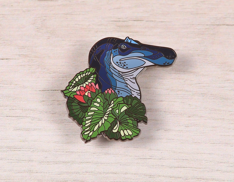 Spinosaurus Portrait Pin: Hard Enamel Dinosaur Brooch