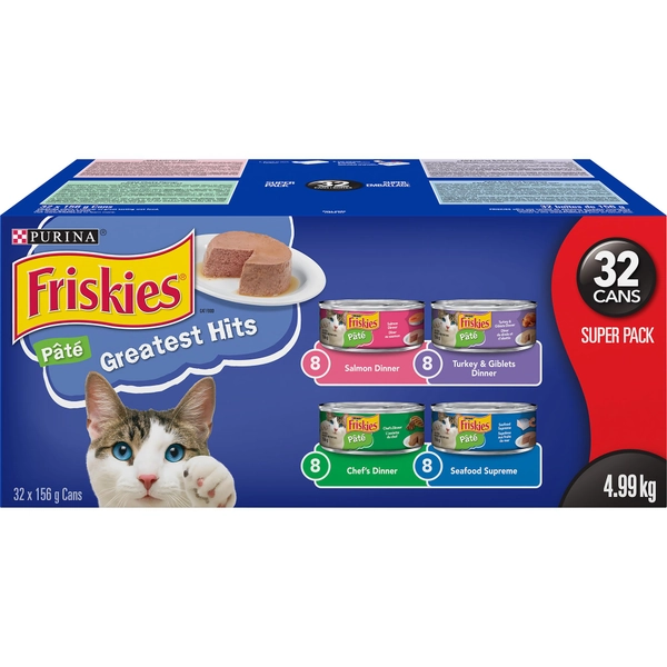 Friskies Greatest Hits Wet Cat Food - Assorted Variety Pack, 156 g x 32