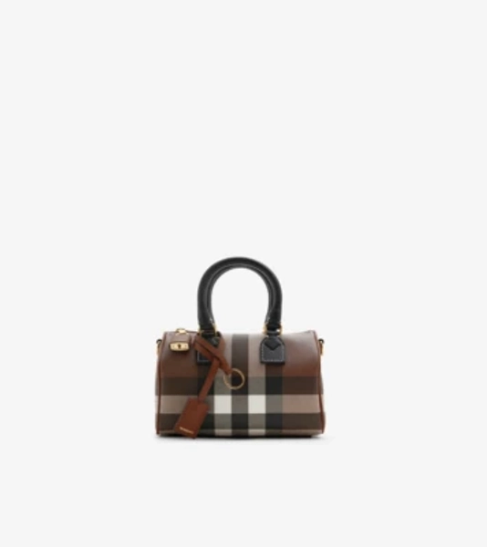 Mini Check Bowling Bag in Dark birch brown - Women | Burberry® Official