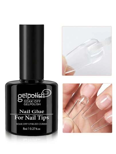 Super Strong Nail Glue For Acrylic Nails,Nail Tips, Press On Nails,Fake Nails, Salon Quality Brush On Nail Glue Easy Application Durable & Long-Lasting False Nail Glue UV/LED