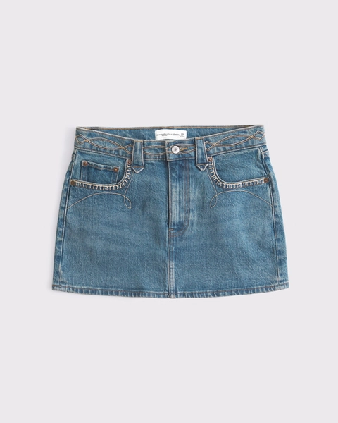 Embroidered Denim Mini Skirt