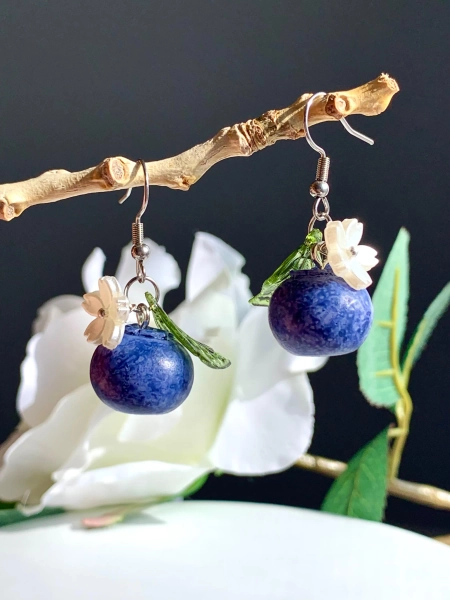 Handmade Blueberry dangle Earrings