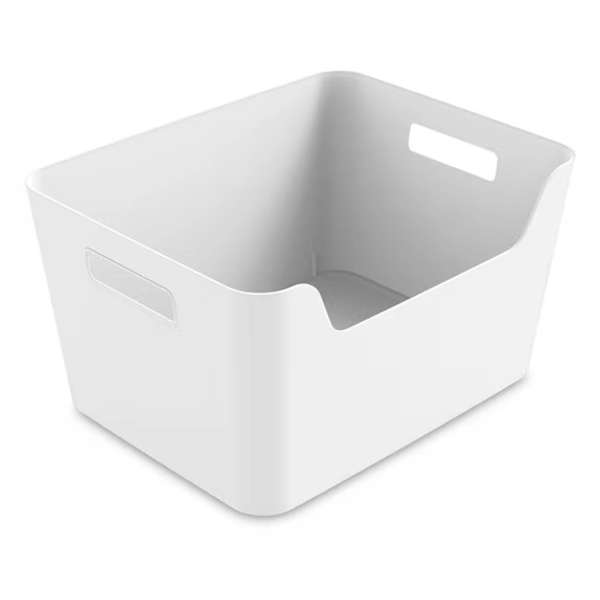 Mainstays Large White Easy Access Plastic Storage Bin, 10.1 in x 12.9 in x 7 in
