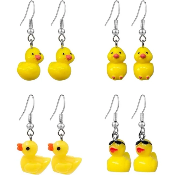 4 Pairs Duck Earrings Cute Ducky Earrings for Women Girls Dangle Drop Earring Aesthetic Earrings for Women Girls
