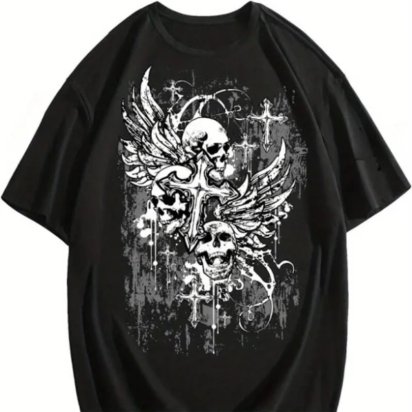Men's Gothic Wing Cross T-Shirt