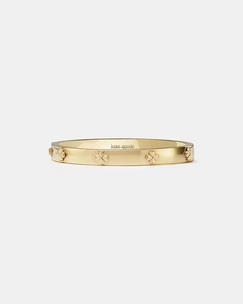 Gold Spade Flower Hinged Bangle