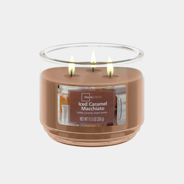Mainstays 3-Wick Scented Glass Jar Candle, Iced Caramel Macchiato, 11.5 oz - Walmart.com