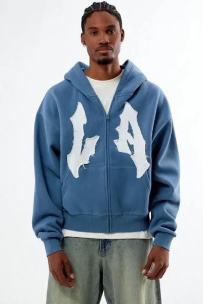 La Raw Applique Full Zip Hoodie
