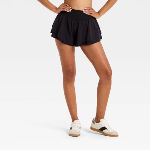 Women's Woven Ultra Light Active Light High-Rise Dance Shorts - All In Motion™ Black M