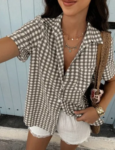 plaid button up