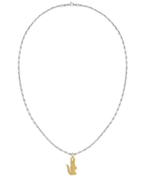 Men's Arthor Silver-Tone Stainless Steel with Yellow Gold Crocodile Necklace