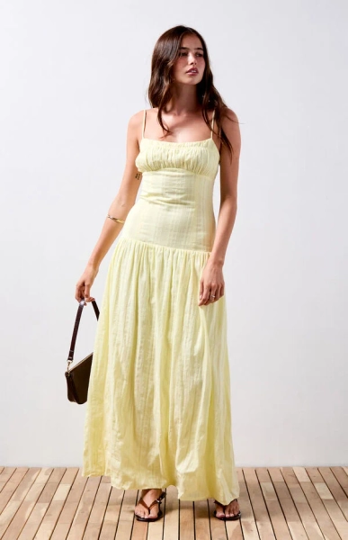 Ava Linen Bustier Maxi Dress