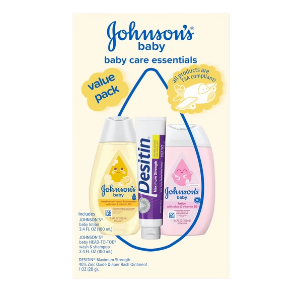 Johnson's Baby Care Essentials Gift Set, Travel-Size, 3 Items - Walmart.com