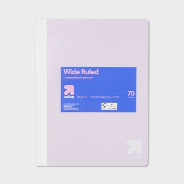 Composition Notebook 7.5"x9.75" Poly Cover 70 Sheets Pastel Purple - up&up™