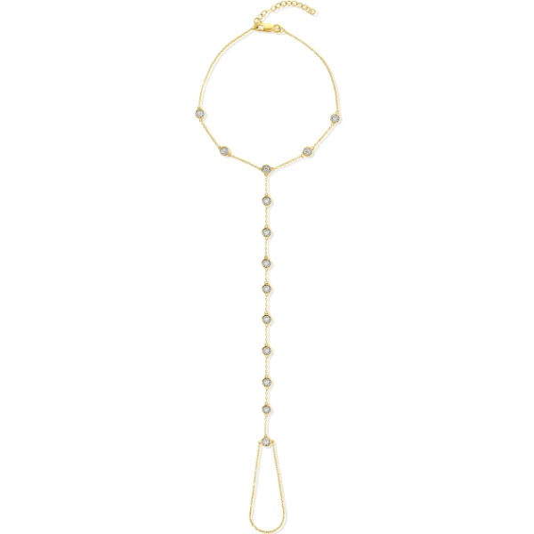 14K Yellow Gold Diamond Finger Handchain