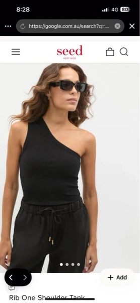 Rib One Shoulder Tank | Black | Seed Heritage