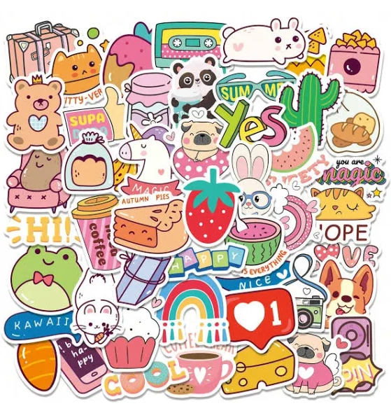 50/100Pcs Cute Stickers For Water Bottles, Vinyl Waterproof Stickers For Laptop,Phone,Skateboard,Scrapbook, Aesthetic Sticker Pack For Teens Adults,