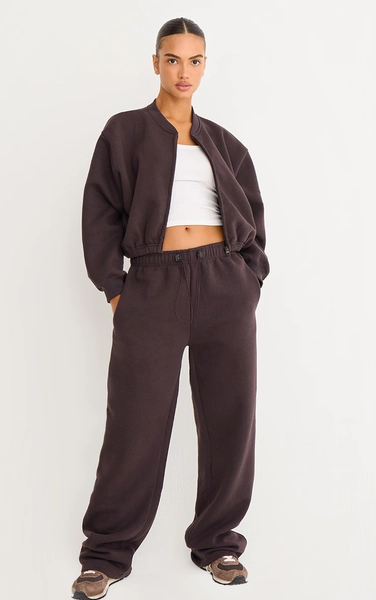 Dark Chocolate Drawcord Hem Oversized Joggers