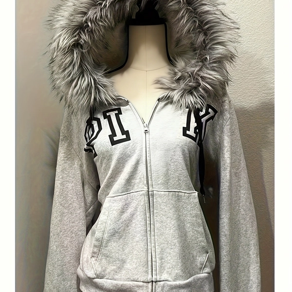 Zip-Up Hooded Hoodie Jacket, Warm Fleece Lined Sweatshirt, Casual Streetwear Outerwear