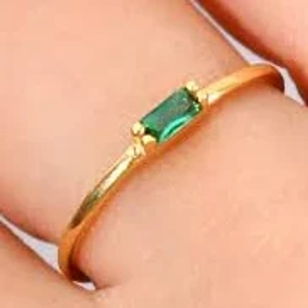 14K Gold Minimalist Emerald Baguette Stacking Ring