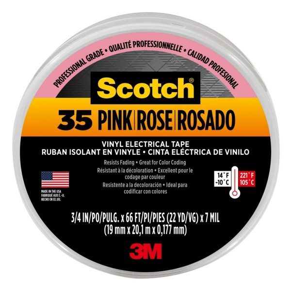 Scotch 35 Pink Electrical Tape 0.75-in x 66-ft Vinyl Electrical Tape Pink