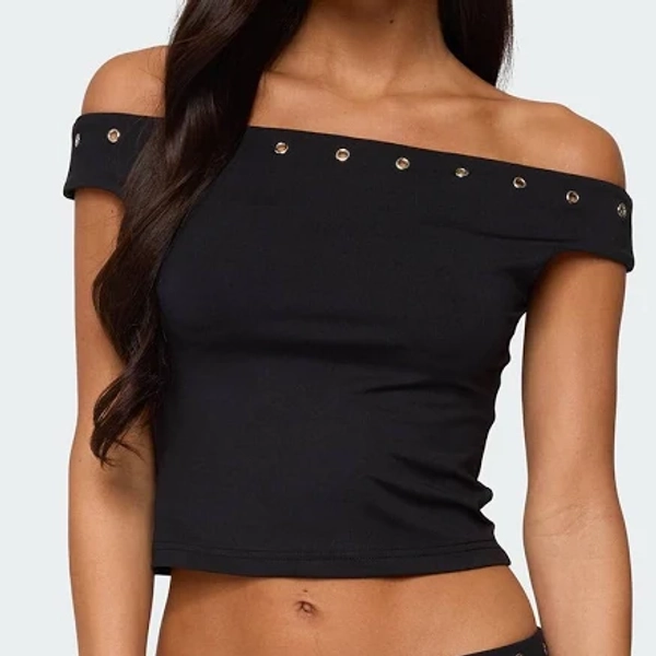 Edikted Women's Neriah Off Shoulder Grommet Top