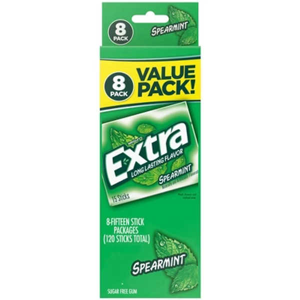 Extra Sugar-Free Spearmint Gum Value Pack - 15ct/8pk
