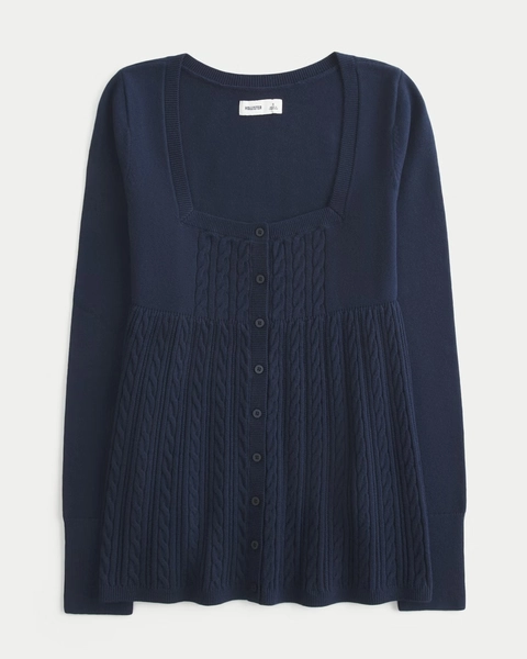 Easy Long-Sleeve Square-Neck Babydoll Sweater