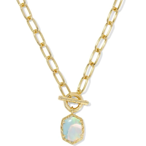 Kendra Scott | Daphne Convertible Gold Link and Chain Necklace in White Opalescent