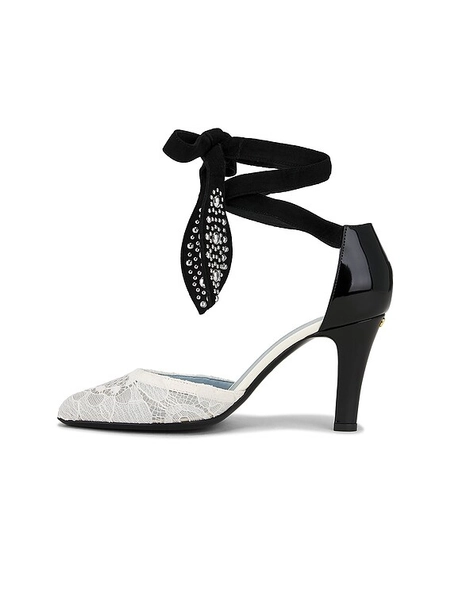 Valentino Garavani Foliefoliage Ankle Strap Pump in Ivory, Nude, & Nero | FWRD