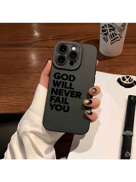 1pc Black English Letter Pattern Full Package TPU Mobile Phone Case For Iphone16 15 14 13 12 11Promax,Suitable For IPhone 17 Air