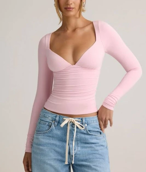 Oh Polly Ruched Modal Long-Sleeve Top