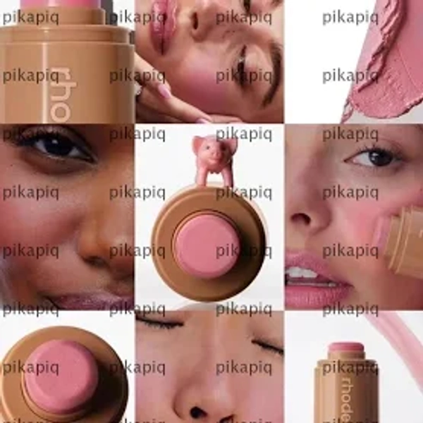 PIKAPIQ Rhode Blush Stick, Hailey/Piggy Moistured Lip And Cheek Blush Cream, 6 Colors Cream Matte Easy Color Rouge Silky Waterproof Blush Cheek Lip Ti
